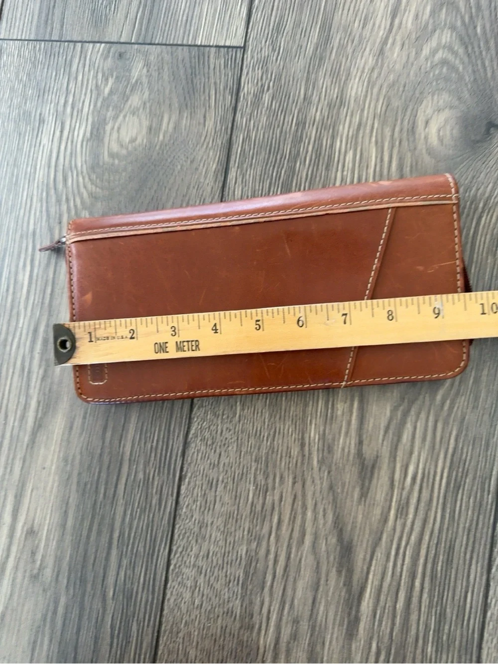 Fossil Genuine Leather Zip Around Passport Travel Organizer Wallet Brown